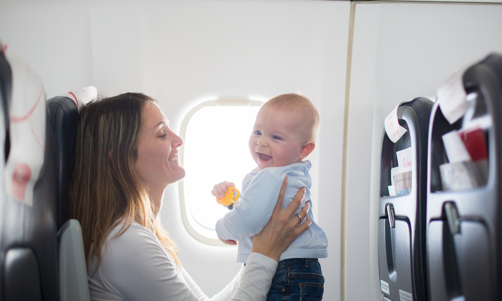 Mom flying with baby