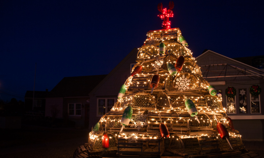 Lobster trap Christmas tree in New England