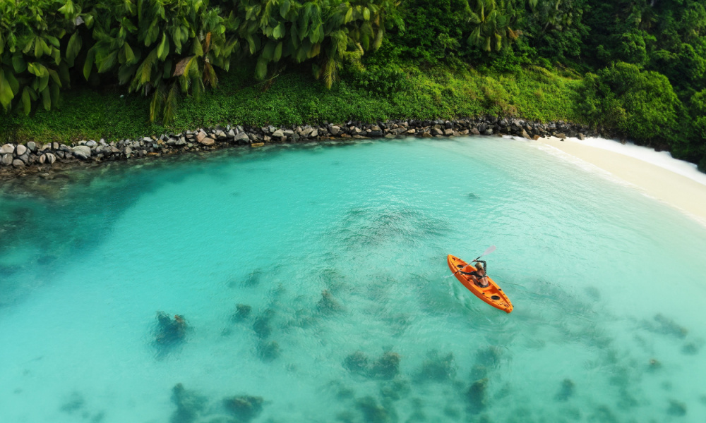 canoeing in exotic beach