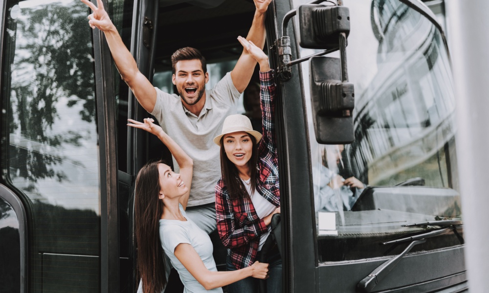 Friends on bus