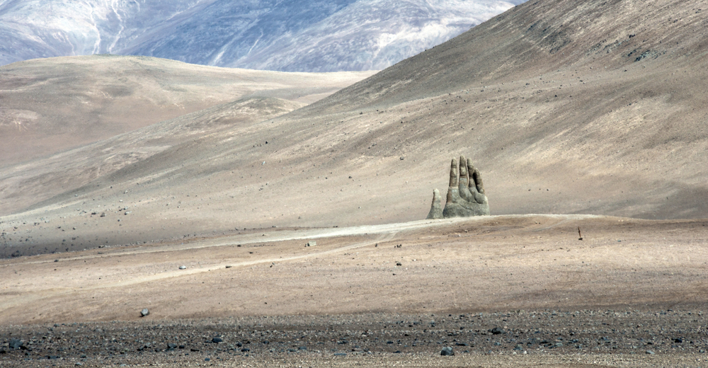 Hand Sculpture, the symbol of Atacama Desert in Chile