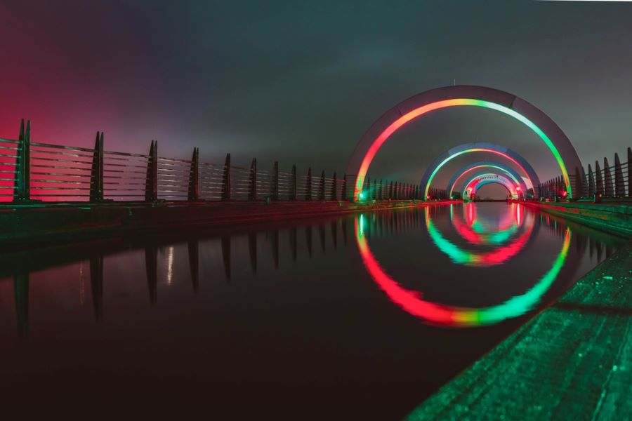 The Falkirk Wheel at night