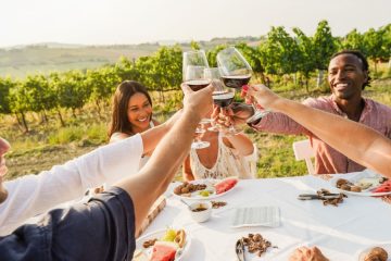 Friends at a winery