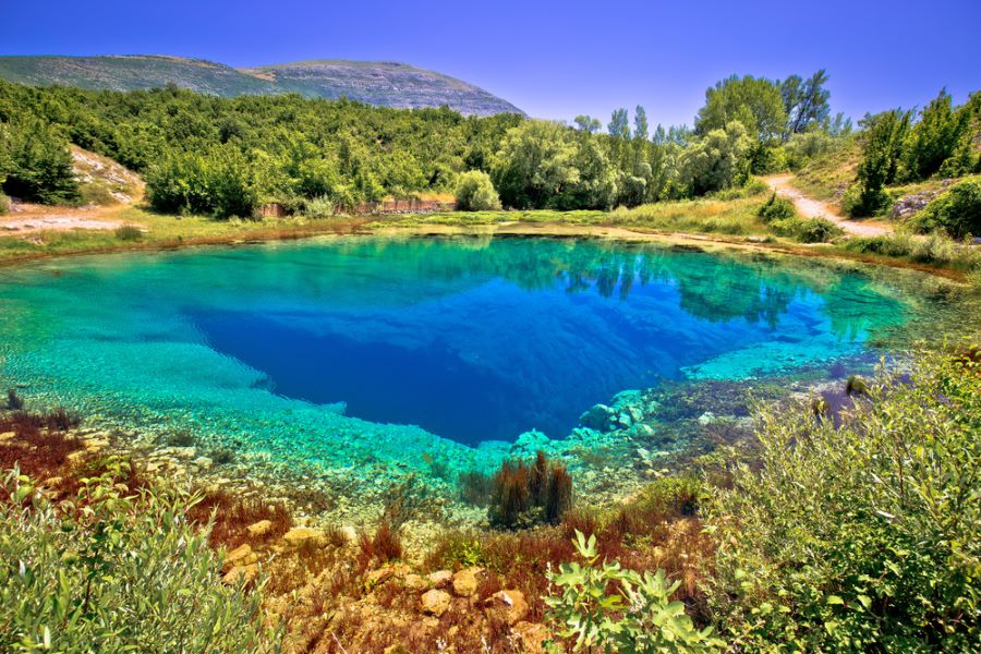 Cetina river source or the eye of the Earth view, Dalmatian Hinterland of Croatia