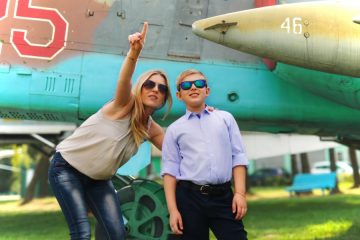 Woman and kit at aviation museum